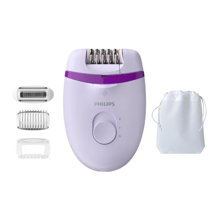Depiladora Philips Con Cable Compacta Satinelle Essential Con 4 Accesorios Bre275/10 Morado