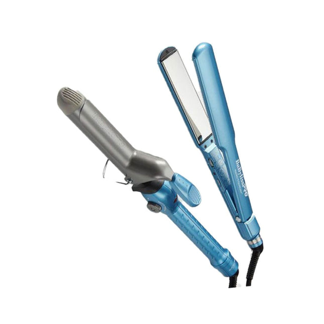 BaBylissPRO™ - Nano Titanium Combo de plancha alisadora ultradelgada de 1 ½" y rizador de resorte de 1 ¼" 2-BAB-BNTPP69