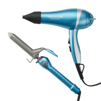 BaBylissPRO™ - Nano Titanium Combo de rizador de resorte 1" y secadora de cabello de 2000 watts 2-BAB-BNTPP68