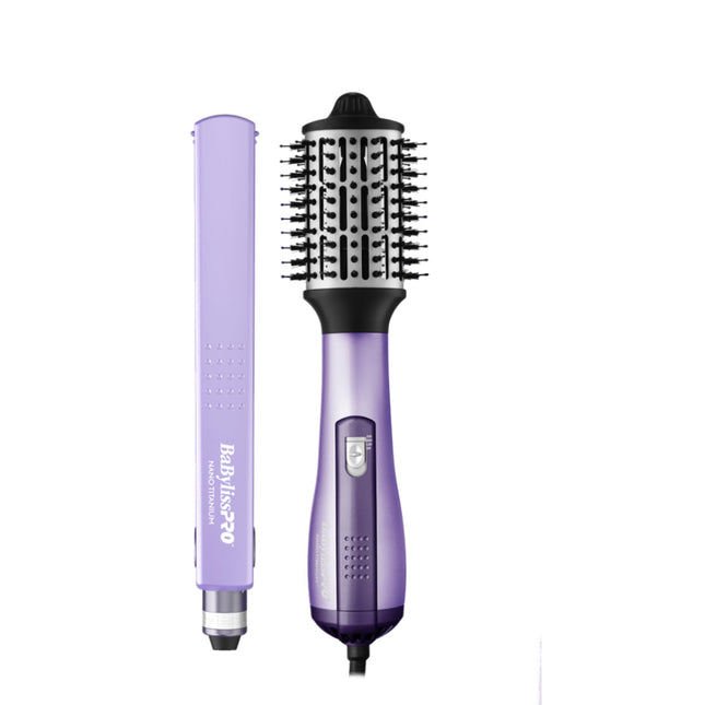 BaBylissPRO™ - Nano Titanium Combo de plancha de 1 ¼" y cepillo de aire caliente de 2½" 2-BAB-BNTLVPP44
