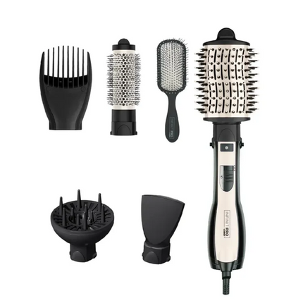 Combo Edicion Especial Cepillo Secador Conair 6 En 1 Bc123Ranl Color Negro Champagne