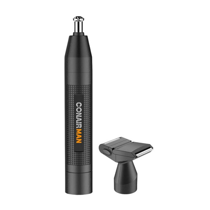 Conair Recortadora De Pelo De Nariz Para Hombres, Para Nariz, Orejas Y Cejas, Hoja Biselada Patentada 360 Para Evitar Tirones, Sin Enganches, Recortadora Inalámbrica, Juego De 2 Piezas Con Detalles