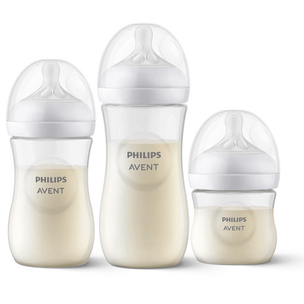 Combo De Teteros Avent Color Blanco: 3 Teteros (125Ml, 260Ml Y 330Ml)  Tetina Flexible Natural,  Válvula,  Diseño Ergonómico,
 Cuello Ancho Y Ensamblaje Sencillo