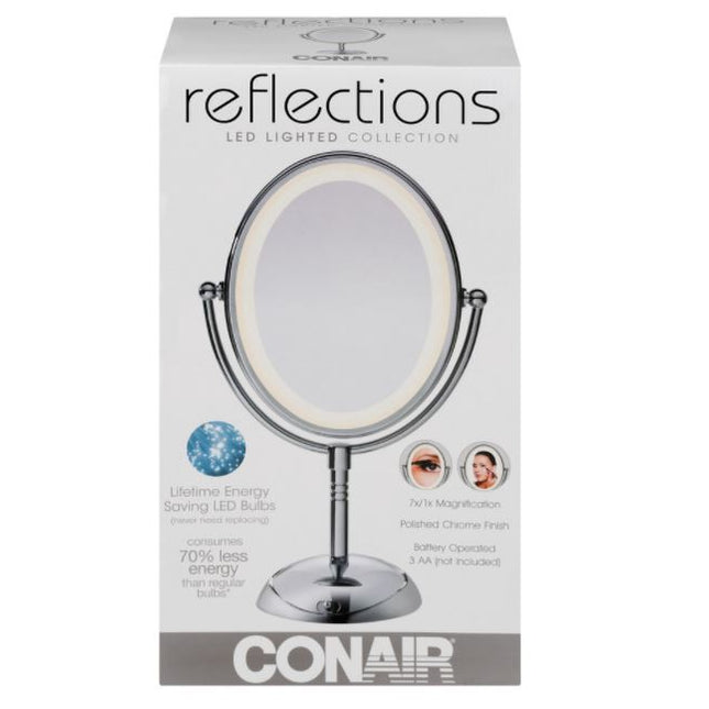 1X/7X Led Oval Mirror Chr